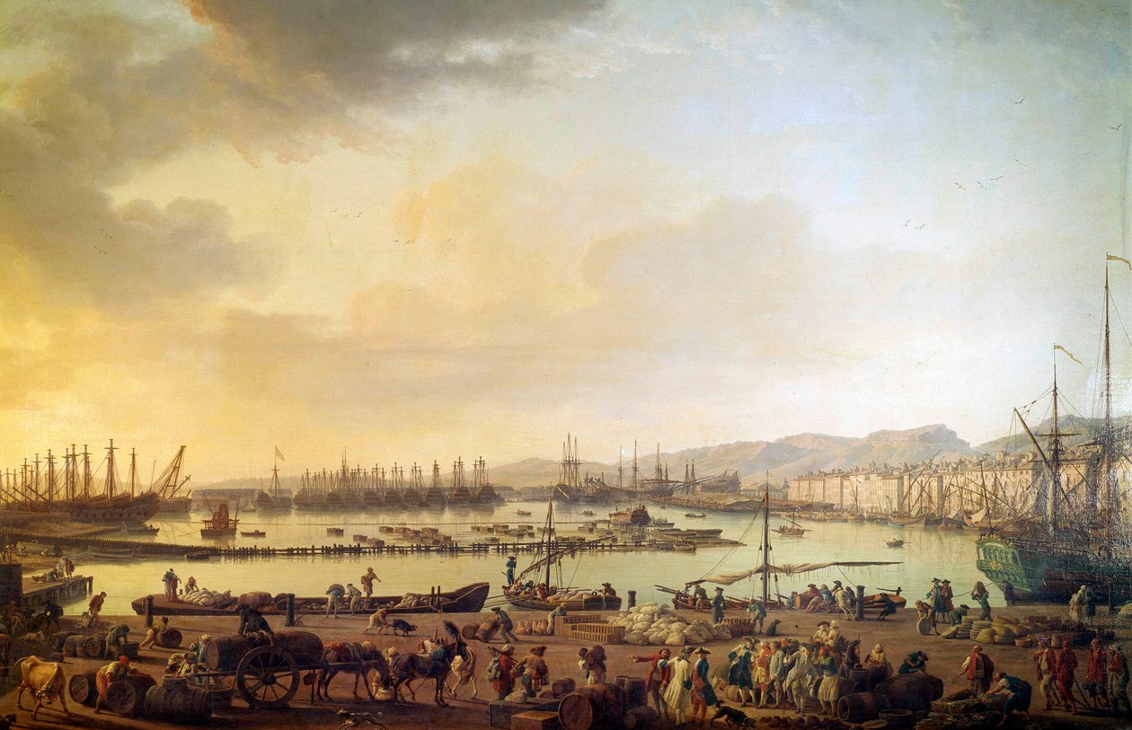 Widok na port w Tulonie Obraz Josepha Verneta (1714-1789) XVIII-wieczny Paryż, Musee de la Marine autorstwa Claude Joseph Vernet