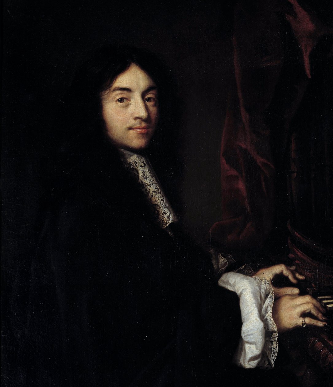 Fragment „”Portret organisty Charlesa Couperina (1638-1679) z córką malarza”” Obraz Claude