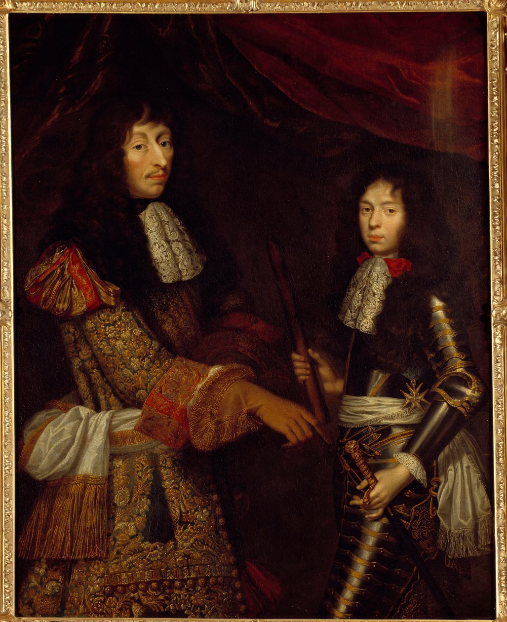 Portret Ludwika II księcia Burbon (Bourbon-Conde) (1621-1686) zwanego Wielkim Konde i jego syna Henri Jules księcia Enghien (1643-1709). Obraz Claude
