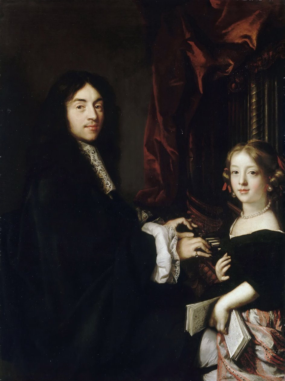 Portret organisty Charlesa Couperina 1638-1678 z córką autorstwa Claude Lefebvre