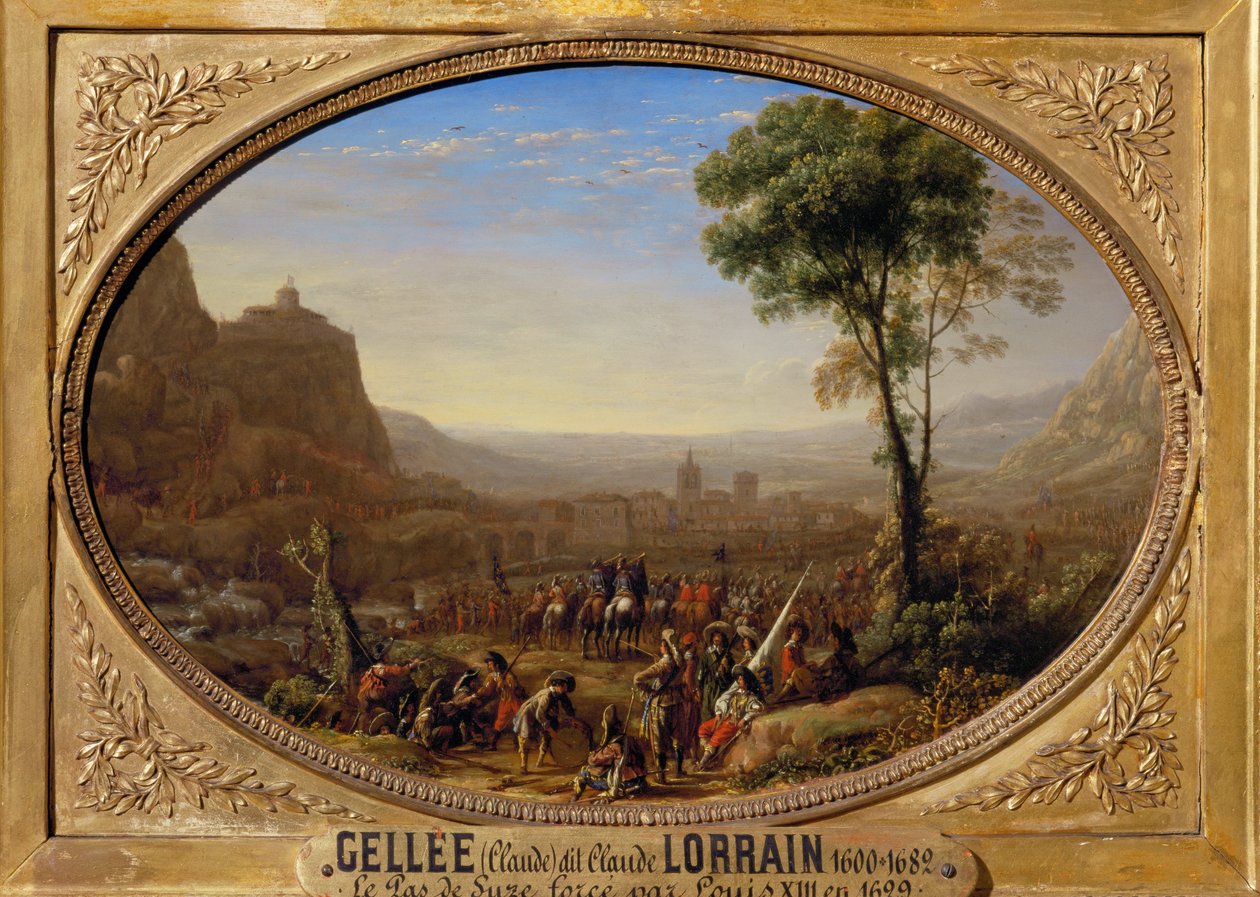 Le pas de Suse force par Louis XIII - Ludwik XIII przechodzi pod Suse ... autorstwa Claude Lorrain (1600-82)