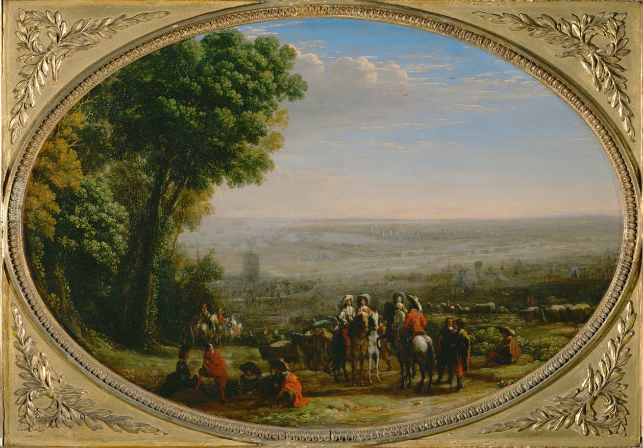Oblężenie La Rochelle. Ludwik XIII podczas oblężenia La Rochelle ... autorstwa Claude Lorrain (1600 82)