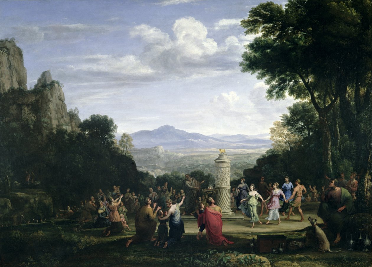 Adoracja Złotego Cielca autorstwa Claude Lorrain (1600 82)