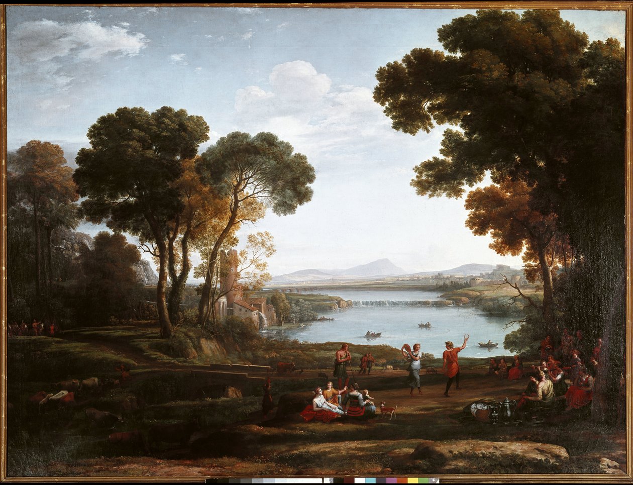 Pejzaż z tańczącymi postaciami (olej na płótnie) autorstwa Claude Lorrain