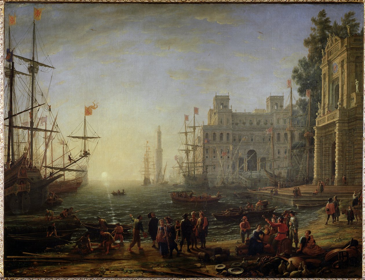 Port z Willą Medicis - Olej na płótnie autorstwa Claude Lorrain