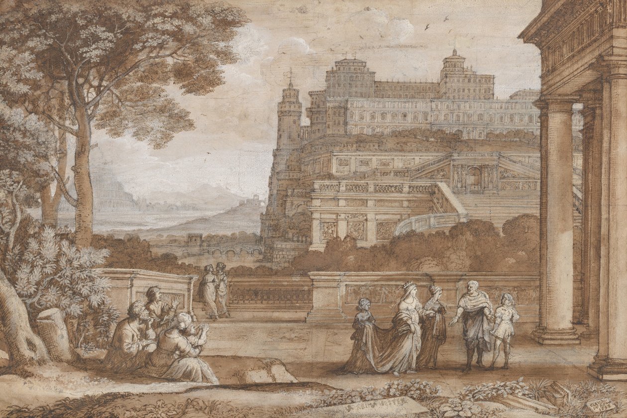 Królowa Estera zbliża się do pałacu Aswerusa autorstwa Claude Lorrain (1600 82)