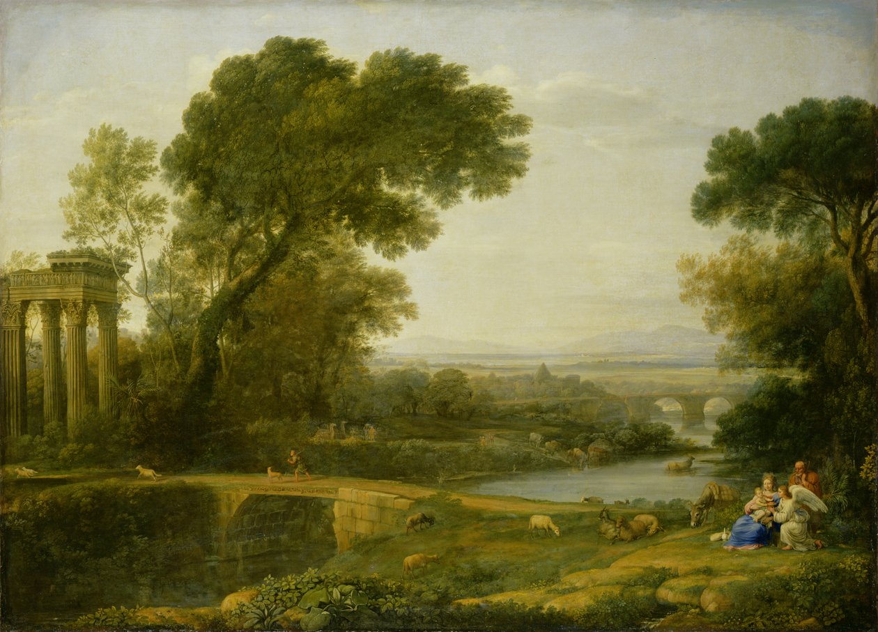 Odpoczynek w ucieczce do Egiptu (olej na płótnie) autorstwa Claude Lorrain