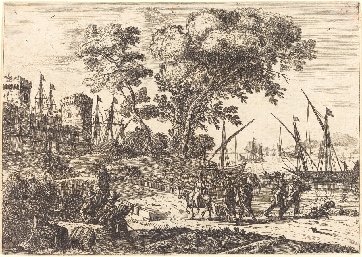 Scena na wybrzeżu z artystą (Le dessinateur) autorstwa Claude Lorrain