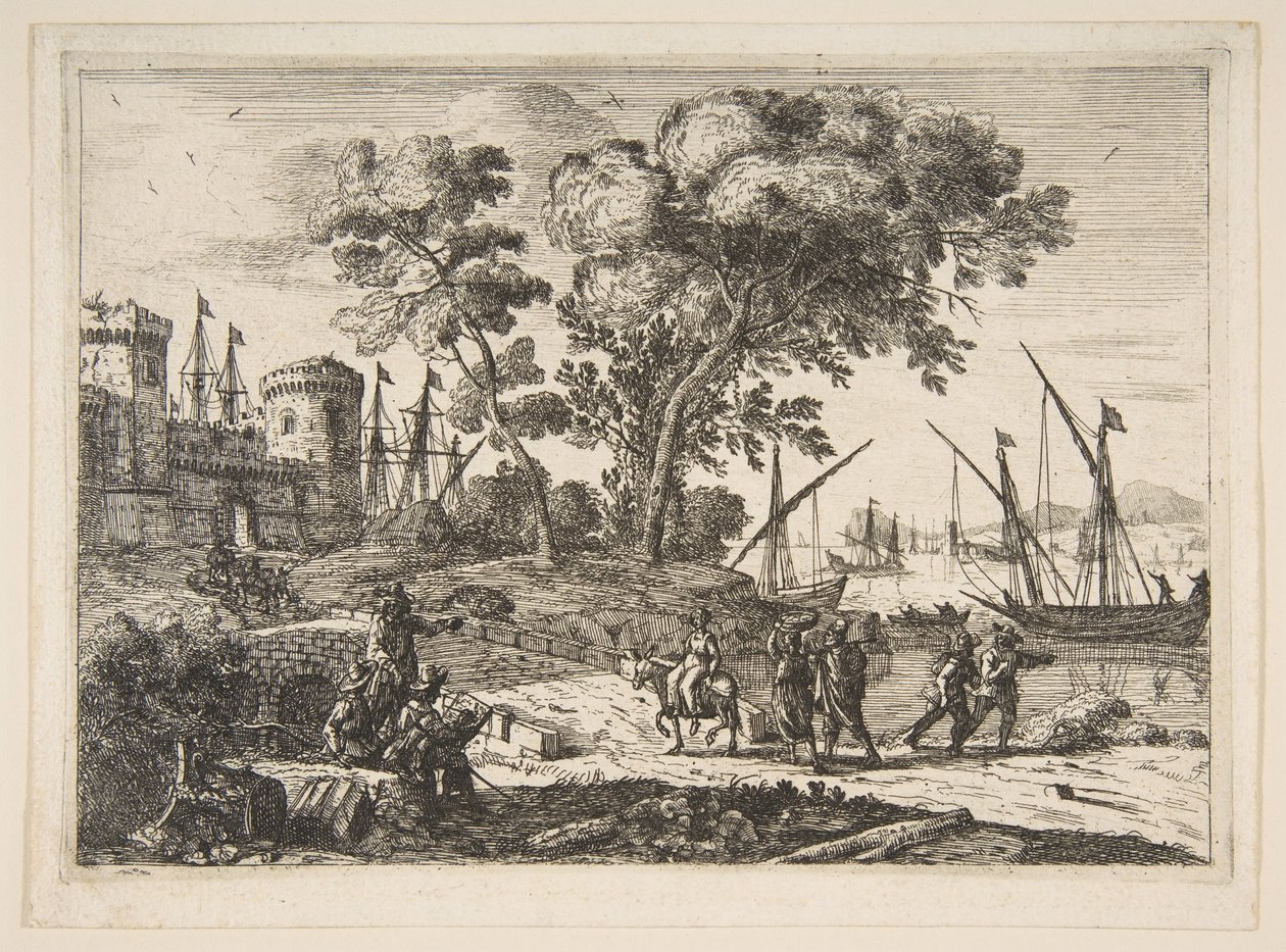 Scena Wybrzeża z Artystą, ca. 1638-41. autorstwa Claude Lorrain