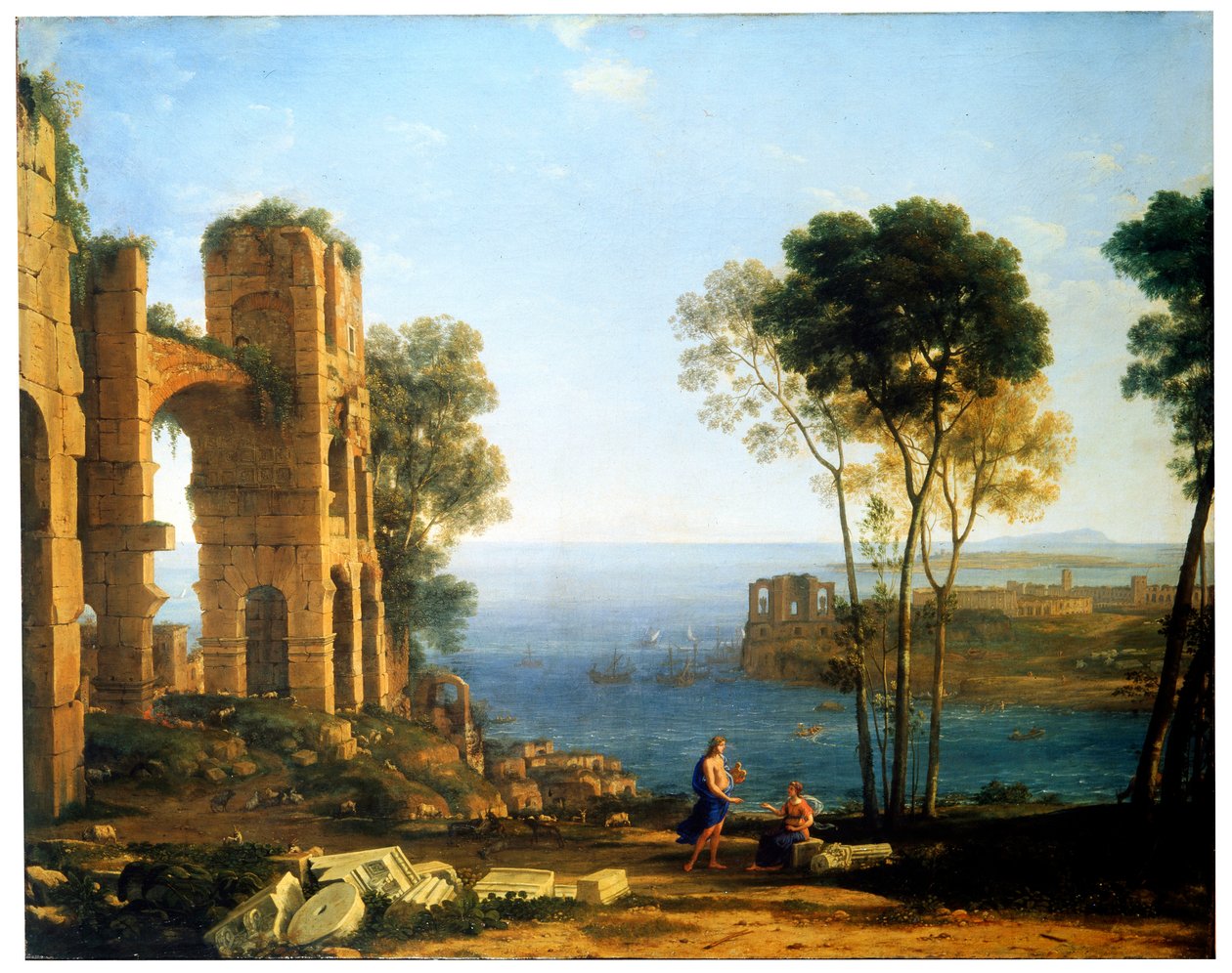Widok na wybrzeże z Apollem i Sybillą Kumeńską w latach 1645-1649. autorstwa Claude Lorrain