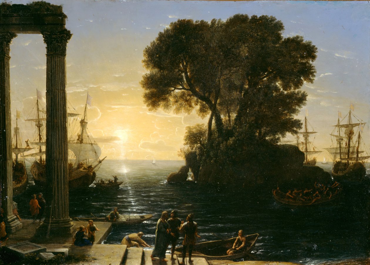 Scena przybrzeżna z zaokrętowaniem św. Pawła, 1655. autorstwa Claude Lorrain