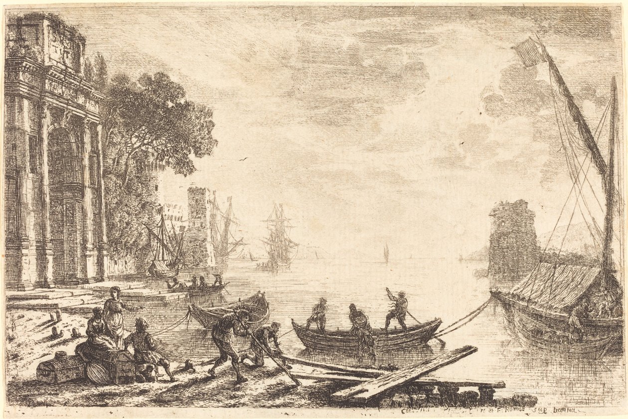 Scena portowa z wschodzącym słońcem (Le soleil levant) autorstwa Claude Lorrain