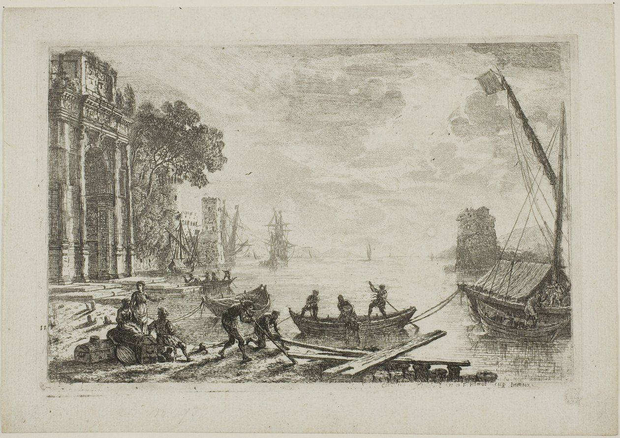 Scena portowa z wschodzącym słońcem autorstwa Claude Lorrain