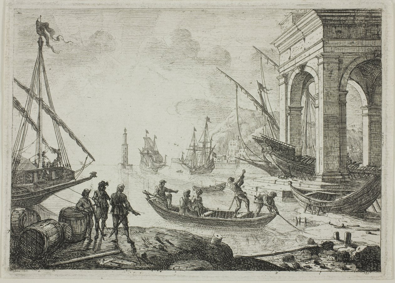 Scena portowa z latarnią morską autorstwa Claude Lorrain