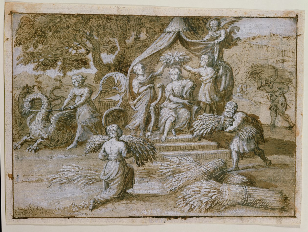 Hołd dla Ceres (tusz na papierze) autorstwa Claude Lorrain