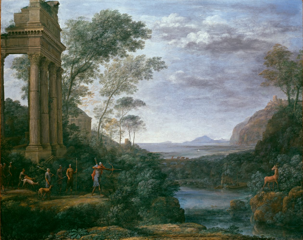 Krajobraz z Ascaniuszem strzelającym do Jelenia Sylwii, 1681-1682 autorstwa Claude Lorrain
