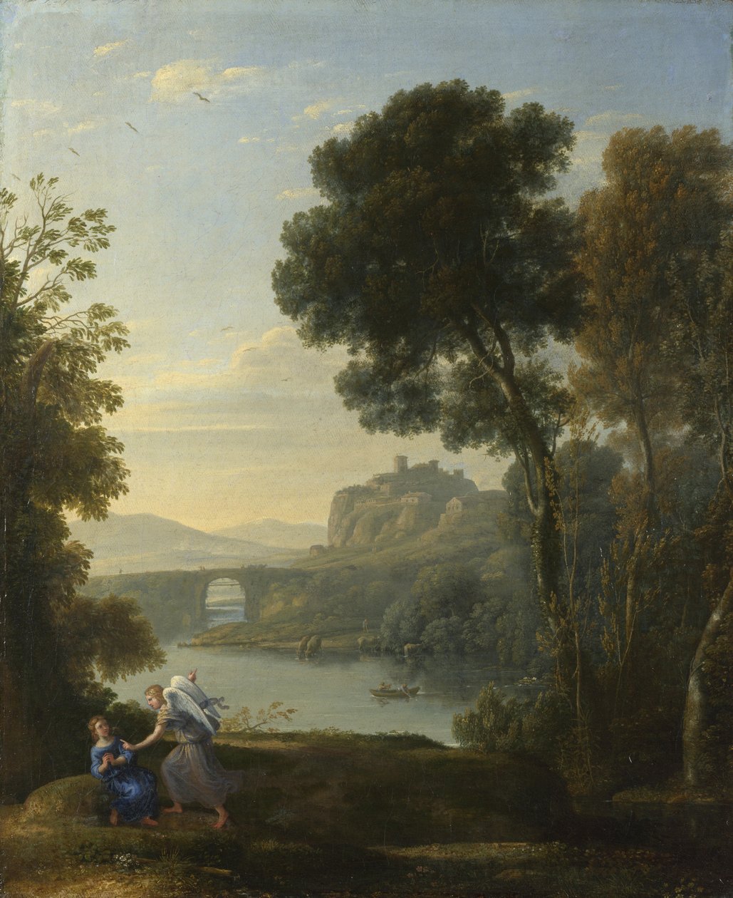 Krajobraz z Hagar i Aniołem, 1646 autorstwa Claude Lorrain