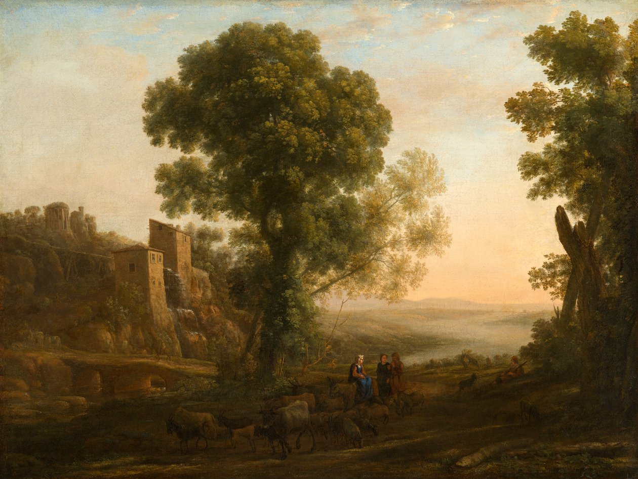 Krajobraz z chłopami powracającymi ze swoimi stadami, ok. 1637 autorstwa Claude Lorrain