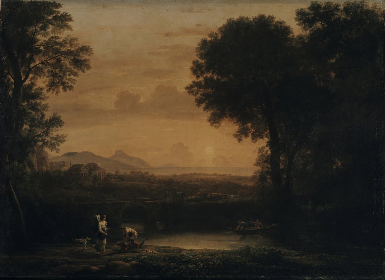 Krajobraz z Tobiaszem i Aniołem, 1663 autorstwa Claude Lorrain