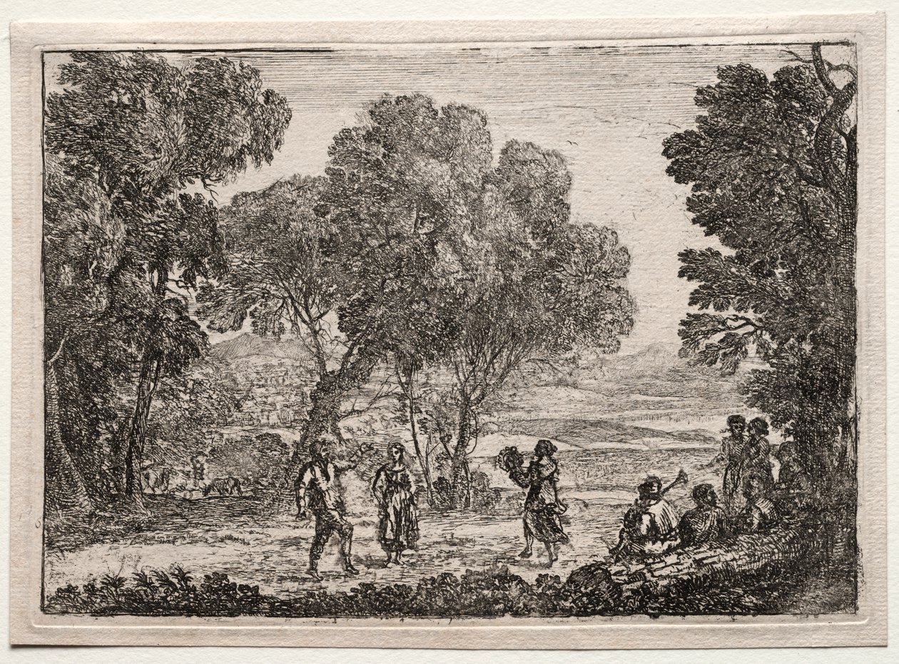 Krajobraz z tańcem country (mała płyta) autorstwa Claude Lorrain