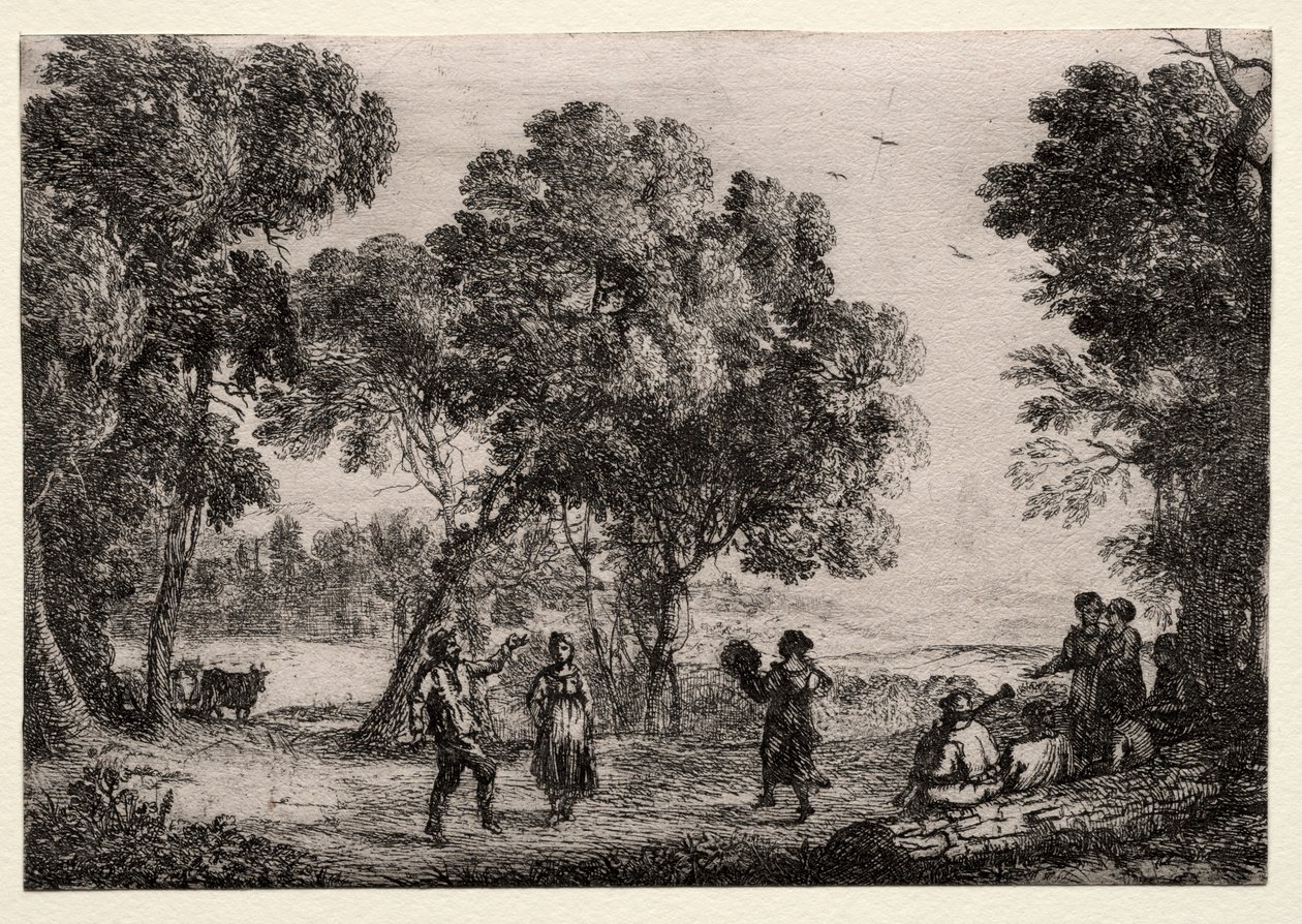 Krajobraz z tańcem country (mała płyta) autorstwa Claude Lorrain