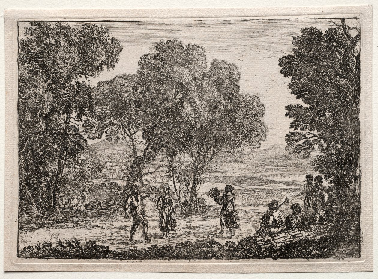 Pejzaż z małym talerzem do tańca wiejskiego, ok. 1900 r. 1637. autorstwa Claude Lorrain