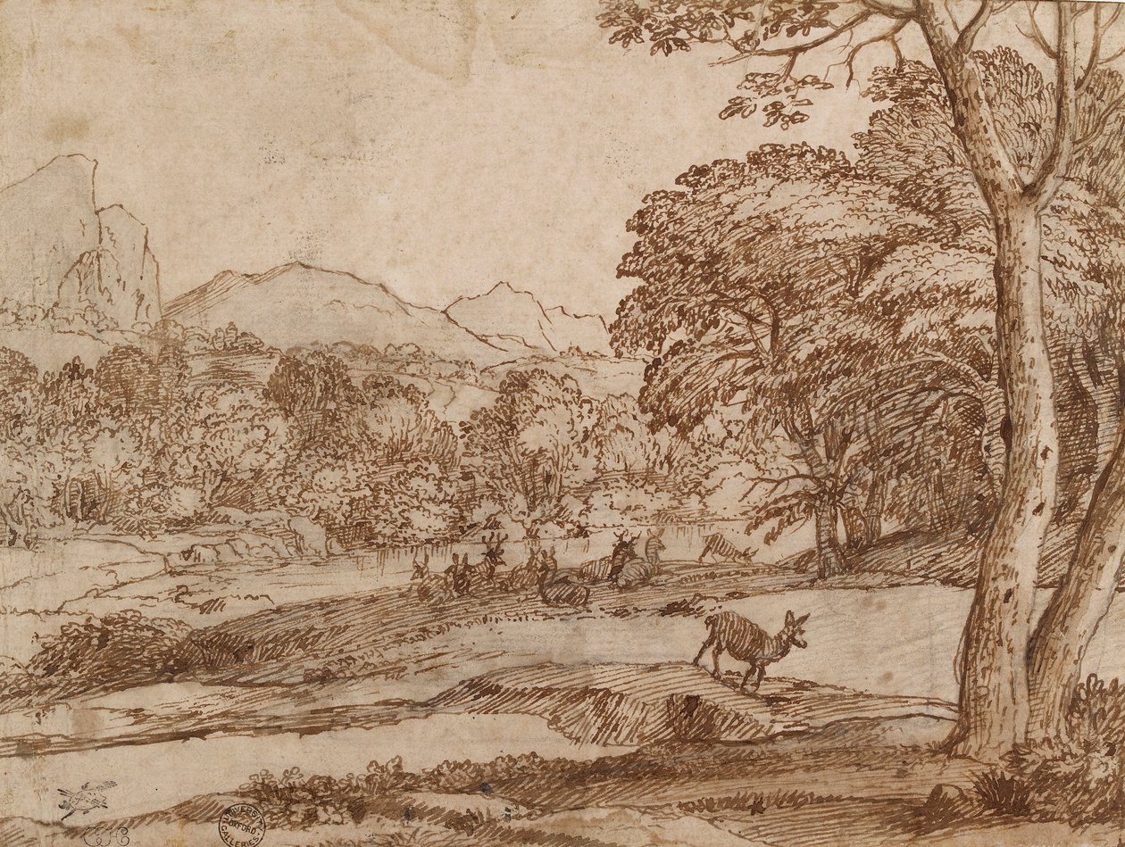 Krajobraz ze stadem jeleni, 1666 autorstwa Claude Lorrain