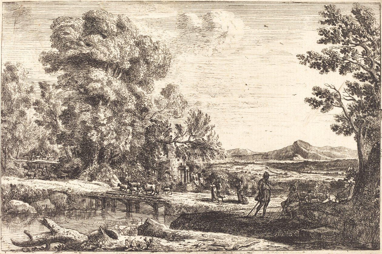 Rebecca i Eliezer (Drewniany most) autorstwa Claude Lorrain