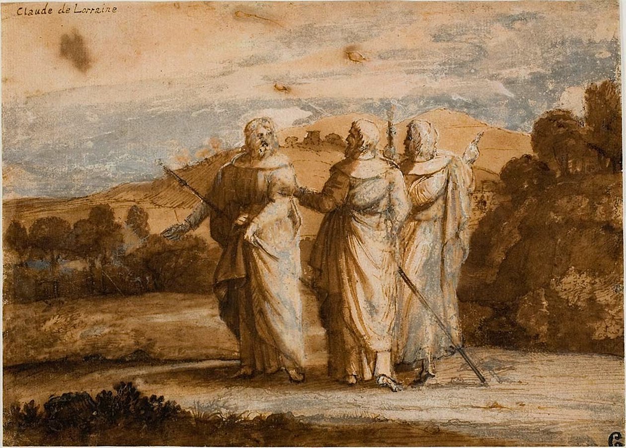 Studiuj dla pielgrzymów w Emaus autorstwa Claude Lorrain