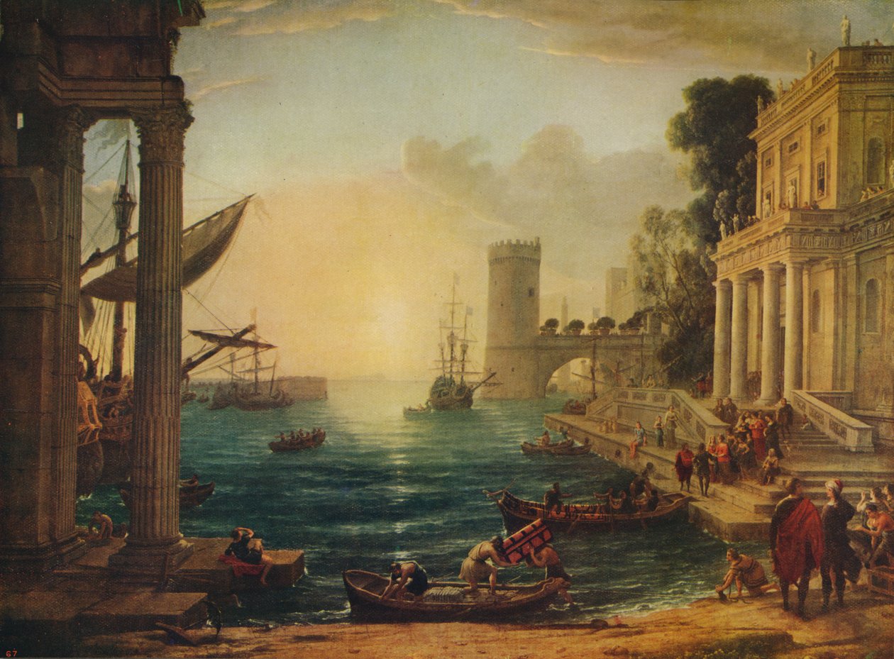 Zaokrętowanie królowej Saby, 1648, c1915 autorstwa Claude Lorrain