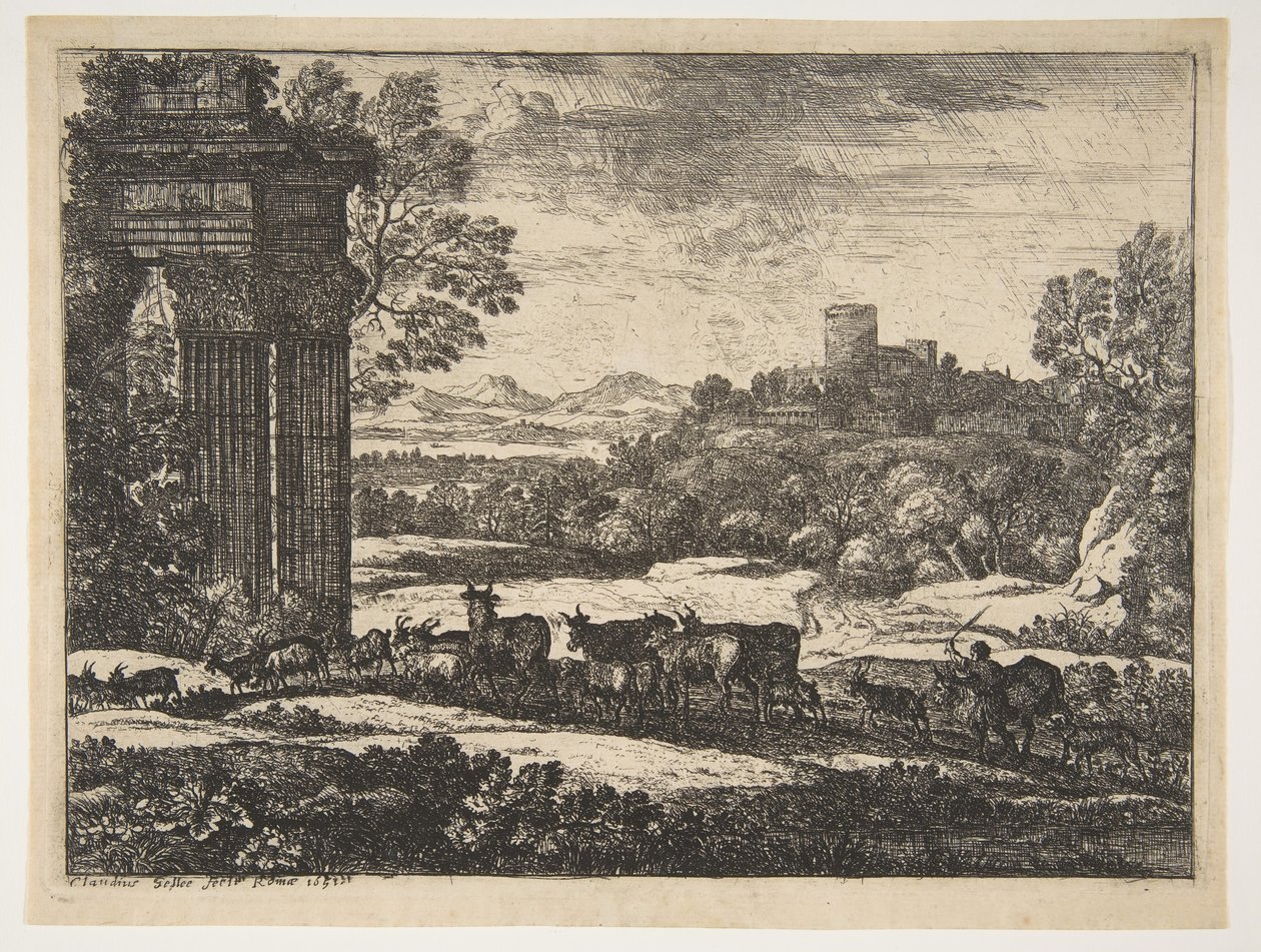Stado powracające podczas sztormowej pogody, ca. 1650-51. autorstwa Claude Lorrain