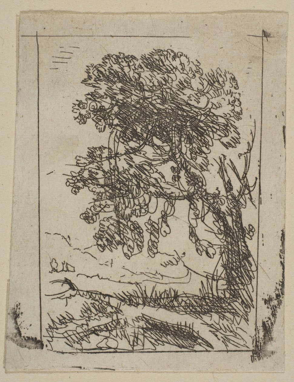 Dwa krajobrazy po lewej stronie drzewa, ca. 1630. autorstwa Claude Lorrain