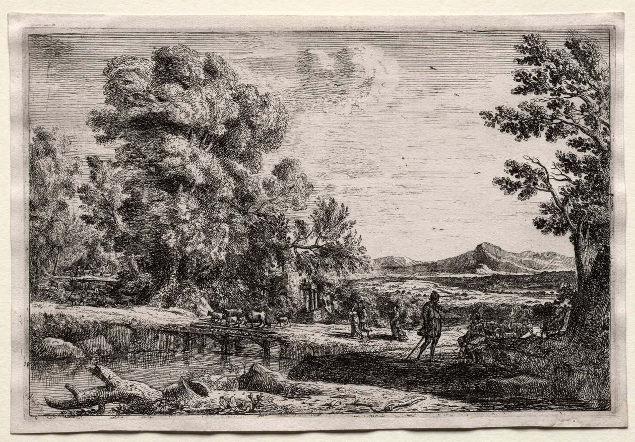 Drewniany most autorstwa Claude Lorrain