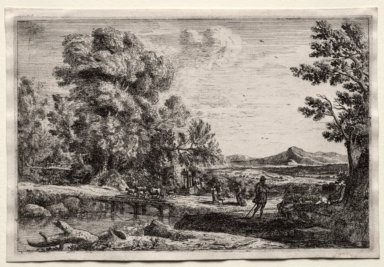 Drewniany most. autorstwa Claude Lorrain