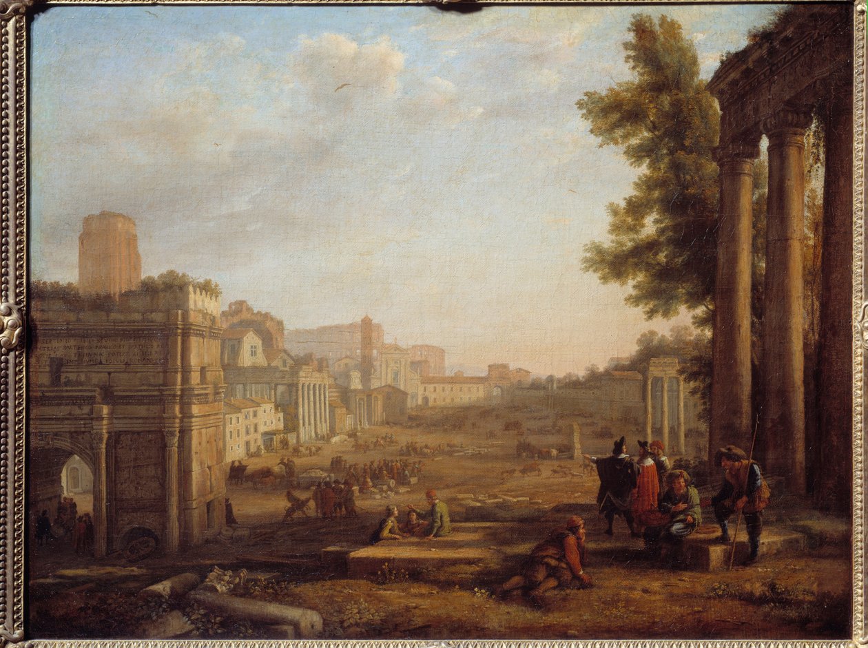 Widok na Campo Vaccino w Rzymie Forum Romanum około 1630 r. - Obraz Claude