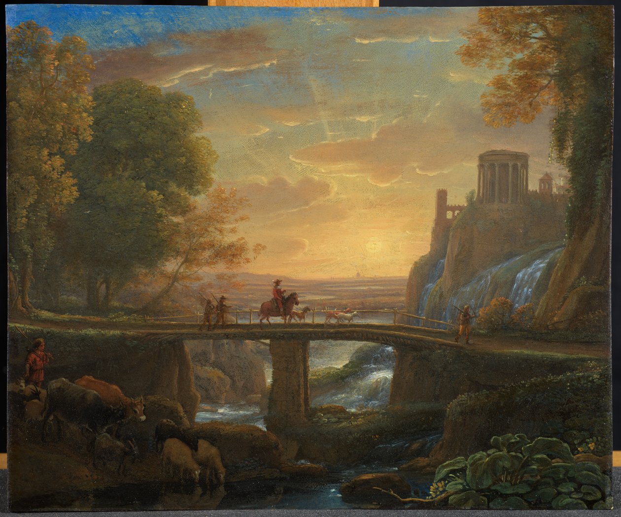 Krajobraz z wyimaginowanym widokiem Tivoli, 1642 (olej na miedzi) autorstwa Claude Lorrain