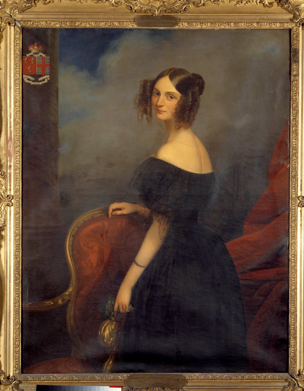 Portret księżnej Valencay, hrabiny Talleyrand Perigord urodzonej jako Anne Louise de Montmorency (1810-1855) autorstwa Claude Marie Dubufe (1790-1864). 19 wiek autorstwa Claude Marie Dubufe