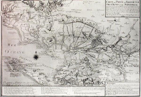 Atlas 131 H f.42 Mapa Bas Poitou, Aunis i Saintonge z bagnami zatoki Aiguillon w 1716 roku autorstwa Claude Masse