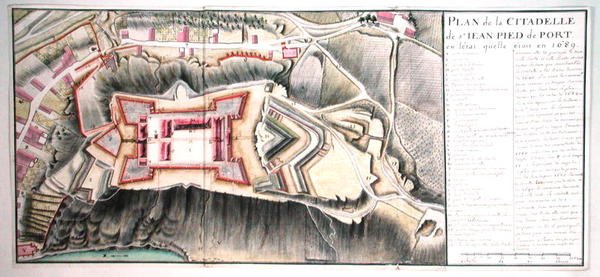 Cytadela Saint-Jean de Port w 1689, z Traite de Fortifications (pióro i atrament oraz toaleta na papierze) autorstwa Claude Masse