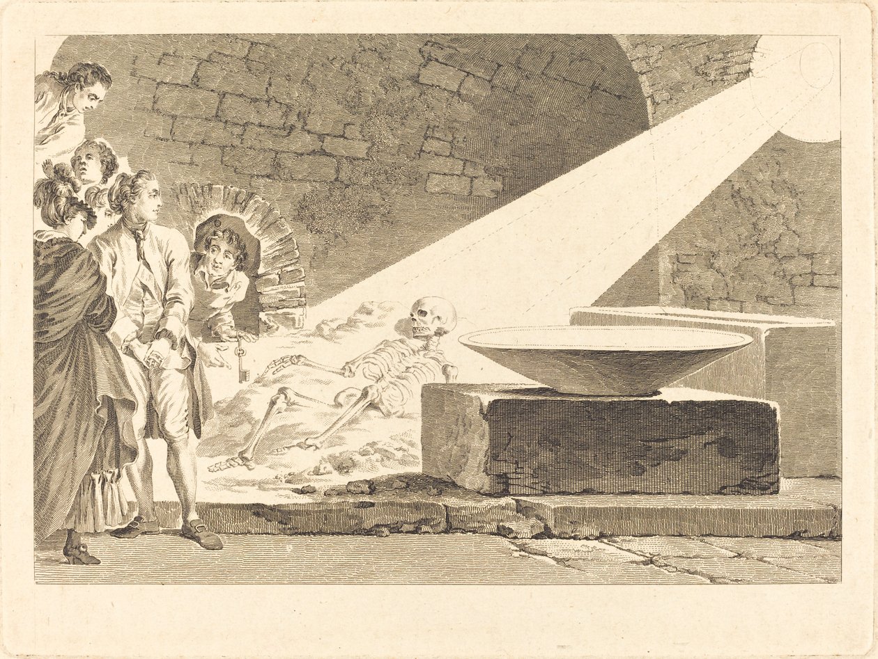 Fragonard i Bergeret z żonami odwiedzają grobowiec w Pompejach autorstwa Claude Mathieu Fessard after Jean Honoré Fragonard
