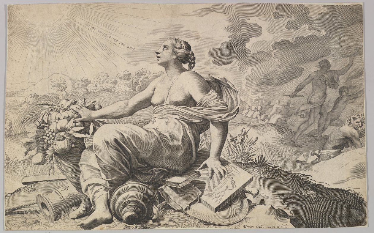 Alegoria Francji z herbem Richelieu Allégorie sur la Paix. autorstwa Claude Mellan