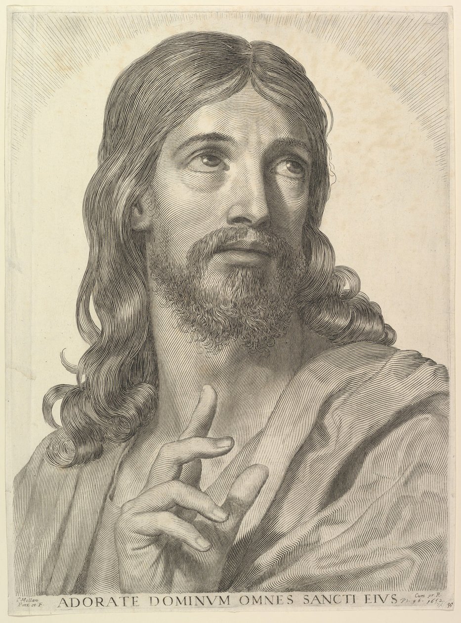 Popiersie Dorosłego Chrystusa, 1652. autorstwa Claude Mellan
