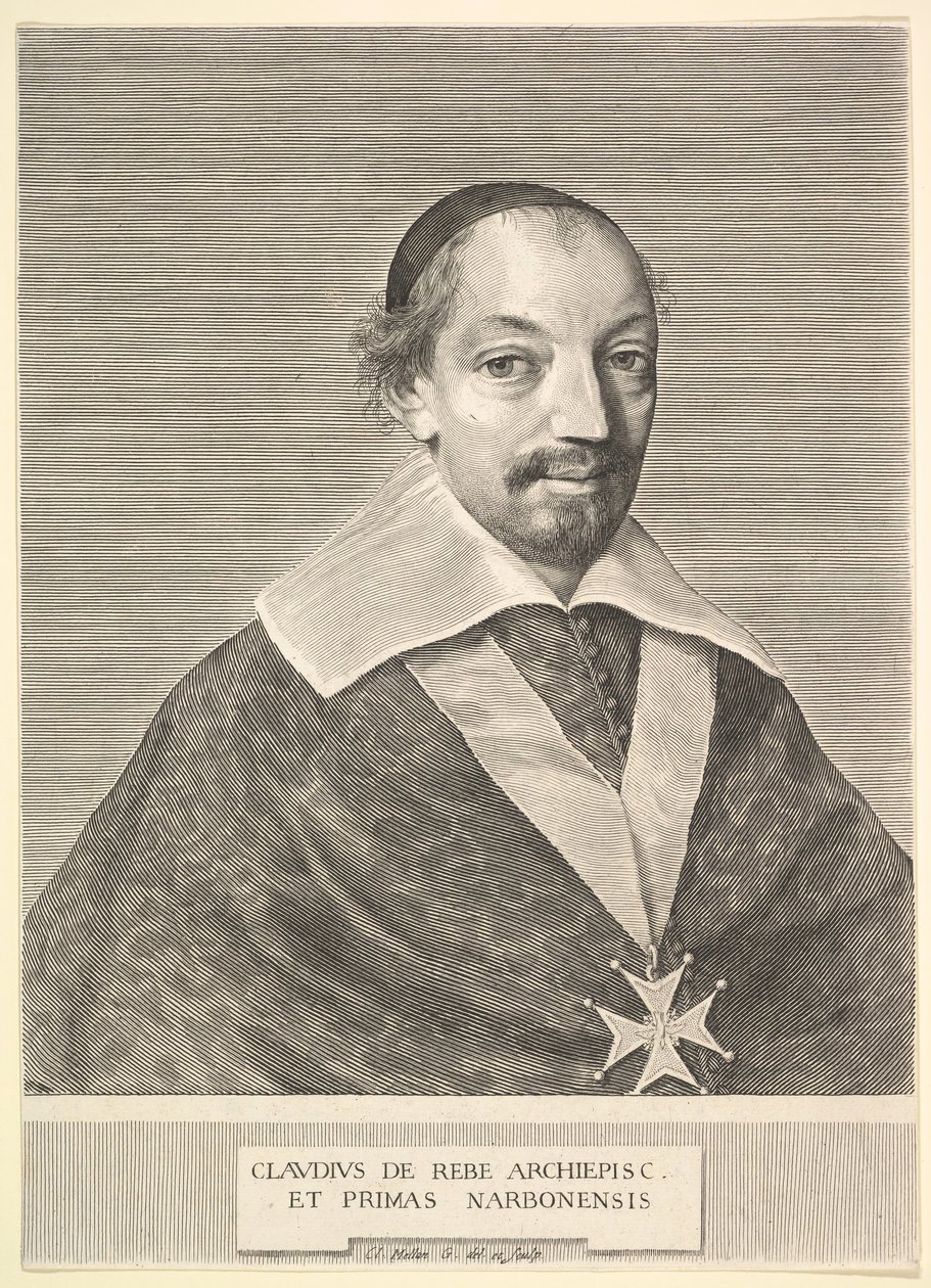 Claude de Rebe, arcybiskup Narbonne. autorstwa Claude Mellan