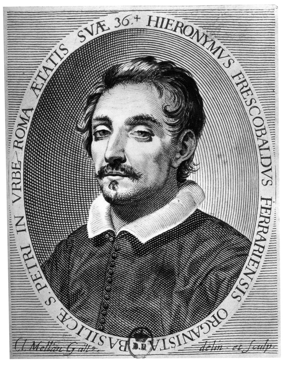 Girolamo Frescobaldi 1583 - 1643 był muzykiem z Ferrara autorstwa Claude Mellan