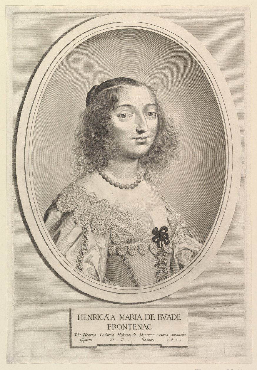 Henriette-Marie de Buade-Frontenac, 1641. autorstwa Claude Mellan