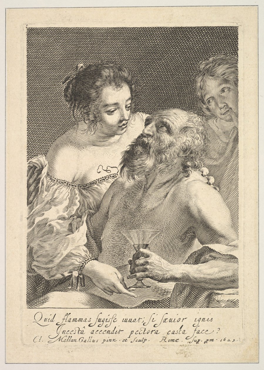 Lot i jego córki, 1629. autorstwa Claude Mellan
