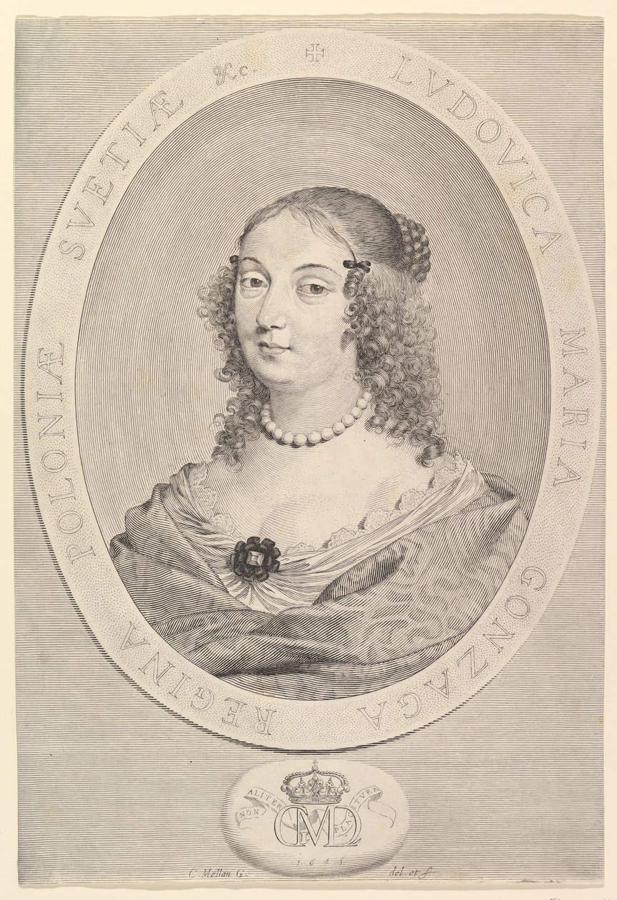 Ludovica Maria Gonzaga, królowa Polski, 1645. autorstwa Claude Mellan