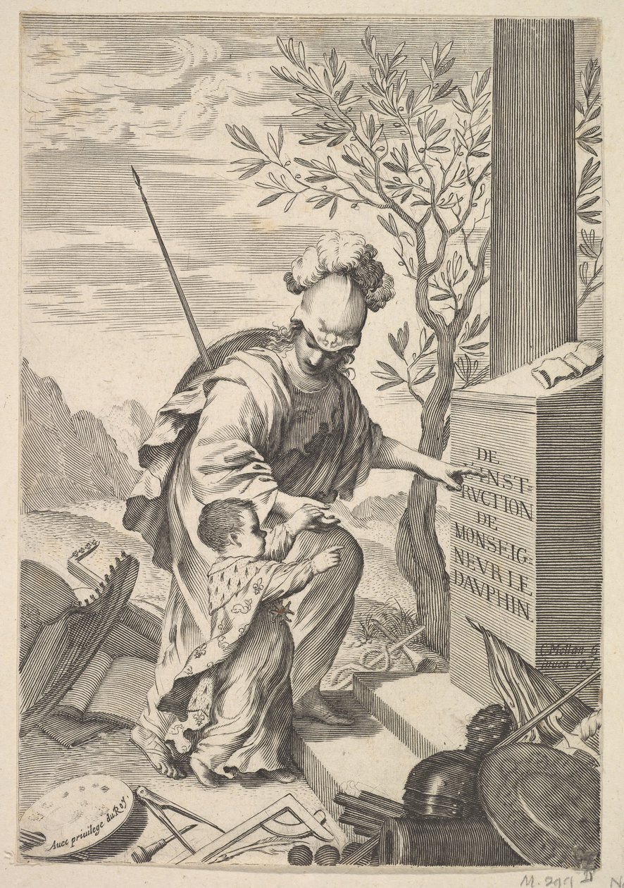 Minerwa instruuje delfina, 1640. autorstwa Claude Mellan