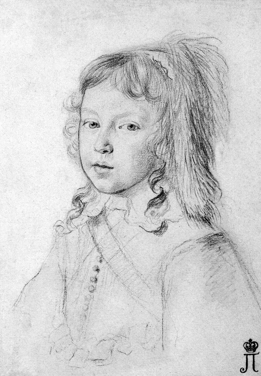 Portret króla Ludwika XIV 1638-1715 jako dziecko, 1644. autorstwa Claude Mellan