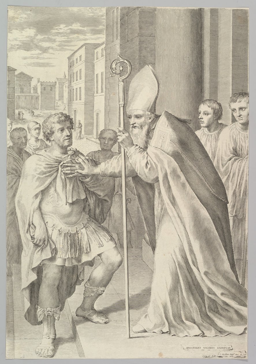 Św. Ambroży, Arcybiskup Mediolanu, Odwrócenie Cesarza Teodozjusza, 1681. autorstwa Claude Mellan